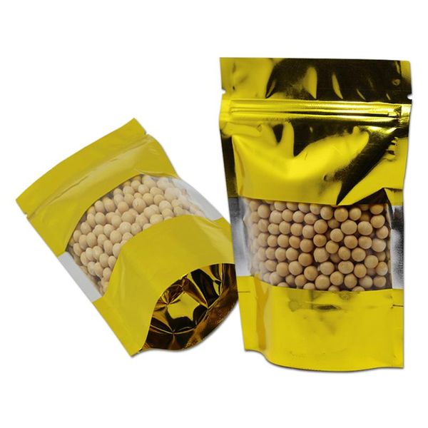 storage bags 100pcs/lot stand up gold aluminum foil clear window bag zipper resealable package for cereals beans nuts
storage bags 100pcs/lot stand up gold aluminum foil clear window bag zipper resealable package for cereals beans nuts