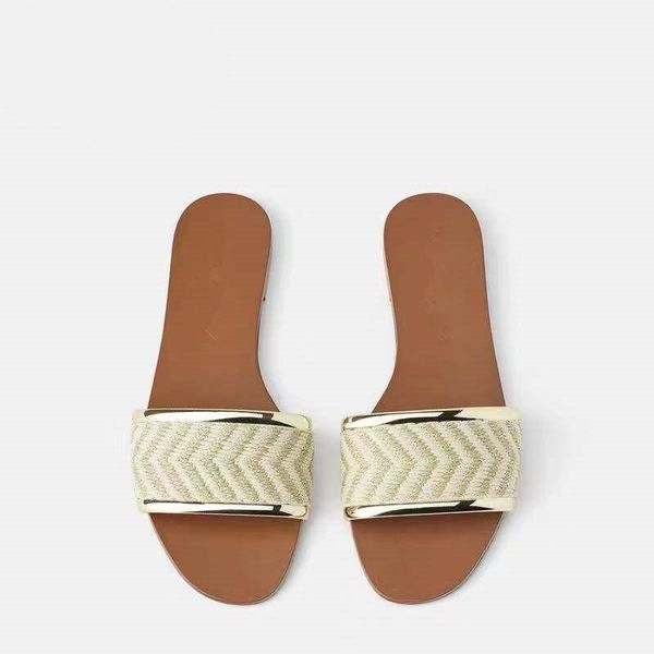 summer women's shoes natural color flat sandals casual all-match one-line woven slippers with metal bars for female, Black
summer women's shoes natural color flat sandals casual all-match one-line woven slippers with metal bars for female, Black