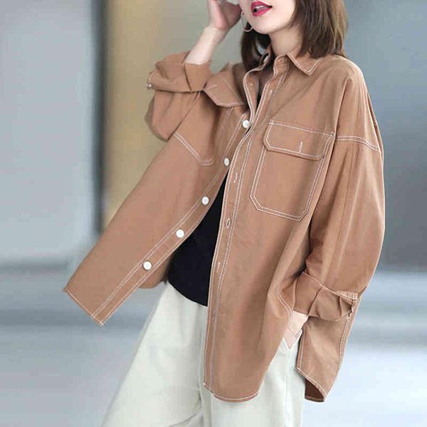 johnature women casual cotton solid color shirts full sleeve turn-down collar blouses spring button loose shirts 210521, White
johnature women casual cotton solid color shirts full sleeve turn-down collar blouses spring button loose shirts 210521, White