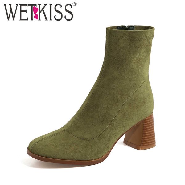 wetkiss women flock boots casual british style block heel fashion knight boots round toe zip ankle boots 210630, Black
wetkiss women flock boots casual british style block heel fashion knight boots round toe zip ankle boots 210630, Black
