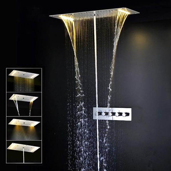 bathroom led shower set 4 ways mixer valve ceiling head panel rainfall waterfall massage faucets 380*700mm sets
bathroom led shower set 4 ways mixer valve ceiling head panel rainfall waterfall massage faucets 380*700mm sets