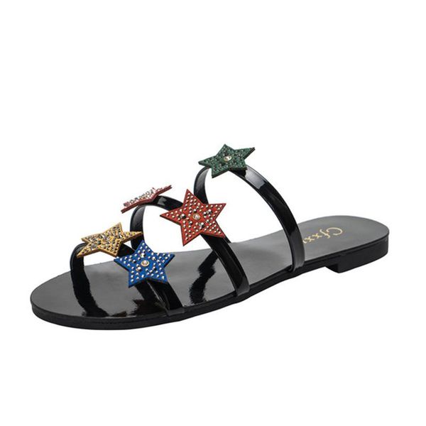 slippers fashion star buckle flat-heel casual flat-bottomed women's shoes summer style european and american, Black
slippers fashion star buckle flat-heel casual flat-bottomed women's shoes summer style european and american, Black