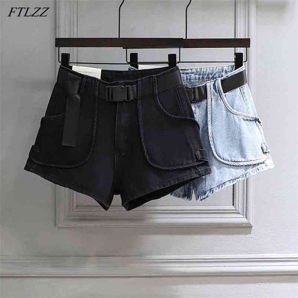 summer women high waist loose black denim shorts with belt casual female solid color wide leg blue jeans 210430, White;black
summer women high waist loose black denim shorts with belt casual female solid color wide leg blue jeans 210430, White;black