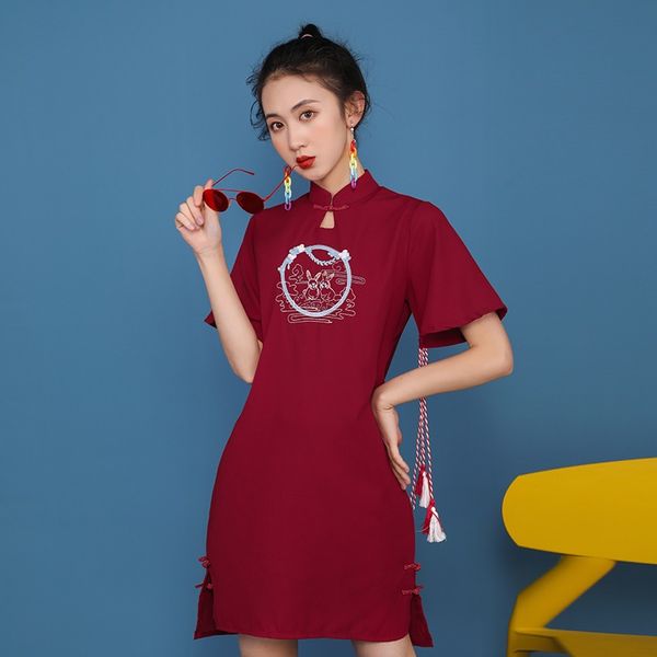 fashion modern trend cheongsam dress for women summer black short sleeve qipao traditional chinese dress qipao clothing 12478, Red
fashion modern trend cheongsam dress for women summer black short sleeve qipao traditional chinese dress qipao clothing 12478, Red