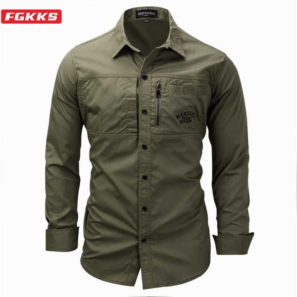 fgkks 100 % cotton shirt men fashion brand military style outdoor shirts slim fit dress casual male 210721, White;black
fgkks 100 % cotton shirt men fashion brand military style outdoor shirts slim fit dress casual male 210721, White;black