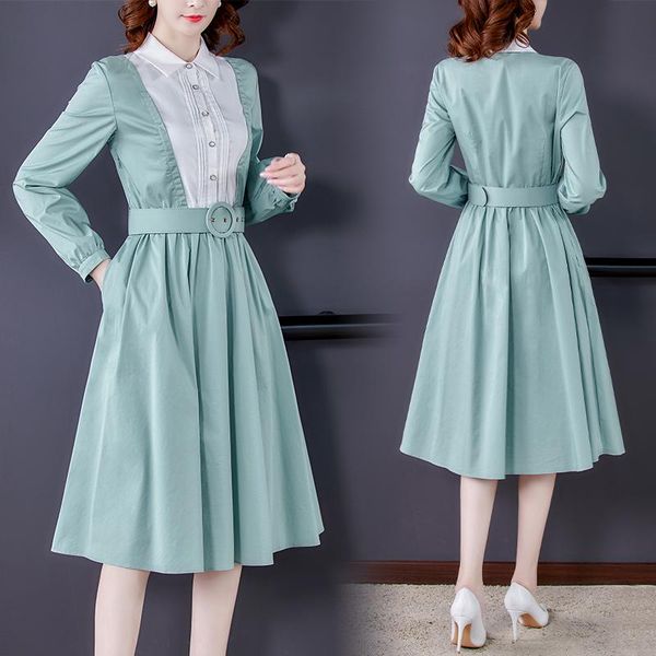 casual dresses elegant office ladies work dress women patchwork long sleeve single breasted shirt fashion pleated robe, Black;gray
casual dresses elegant office ladies work dress women patchwork long sleeve single breasted shirt fashion pleated robe, Black;gray