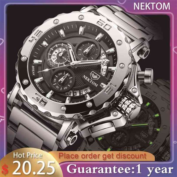 nektom men's watches quartz waterproof steel strap wristwatch for men military clock sports
nektom men's watches quartz waterproof steel strap wristwatch for men military clock sports