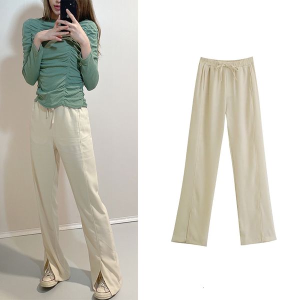 women's pants & capris 2021 new fashion pure color casual lace-up decoration loose split ladies long street wear bszy, Black;white
women's pants & capris 2021 new fashion pure color casual lace-up decoration loose split ladies long street wear bszy, Black;white