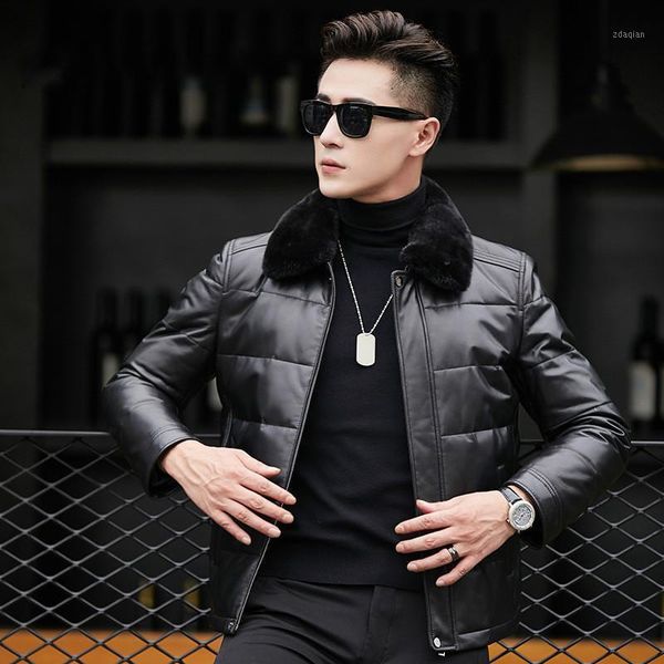 men's leather & faux genuine jacket men collar duck down jackets winter sheepskin coat cuero genuino 81x8703yy265, Black
men's leather & faux genuine jacket men collar duck down jackets winter sheepskin coat cuero genuino 81x8703yy265, Black