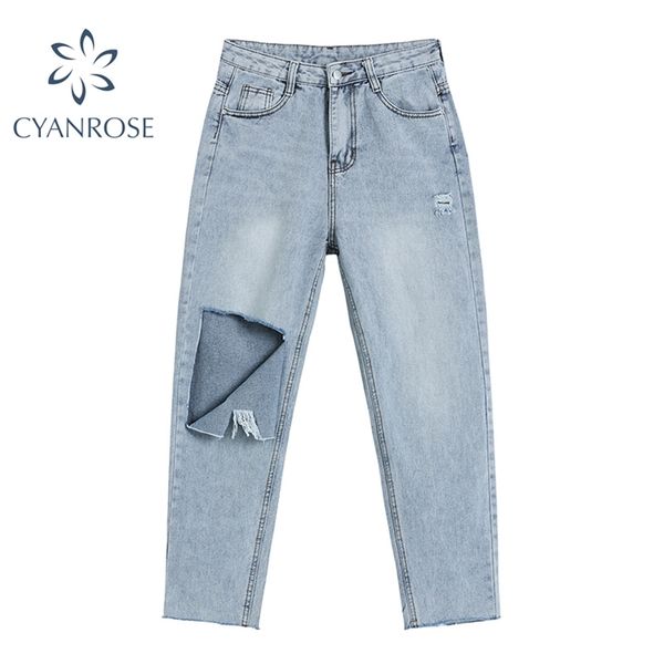 women ripped jeans trousers fashion y2k high waist baggy ankle-length pants vintage tide blue streetwear straight 210430
women ripped jeans trousers fashion y2k high waist baggy ankle-length pants vintage tide blue streetwear straight 210430