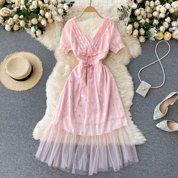singreiny women french sweet dot dress elegant puff sleeve v neck a-line dresses summer mesh ruffles streetwear midi dress 210419, Black;gray
singreiny women french sweet dot dress elegant puff sleeve v neck a-line dresses summer mesh ruffles streetwear midi dress 210419, Black;gray