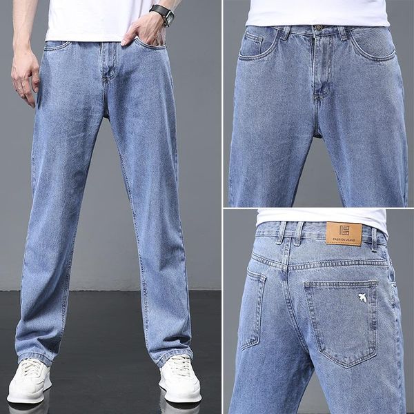 men's jeans 2021 classic style straight-leg business casual stretch loose fit denim pants light blue trousers male brand
men's jeans 2021 classic style straight-leg business casual stretch loose fit denim pants light blue trousers male brand