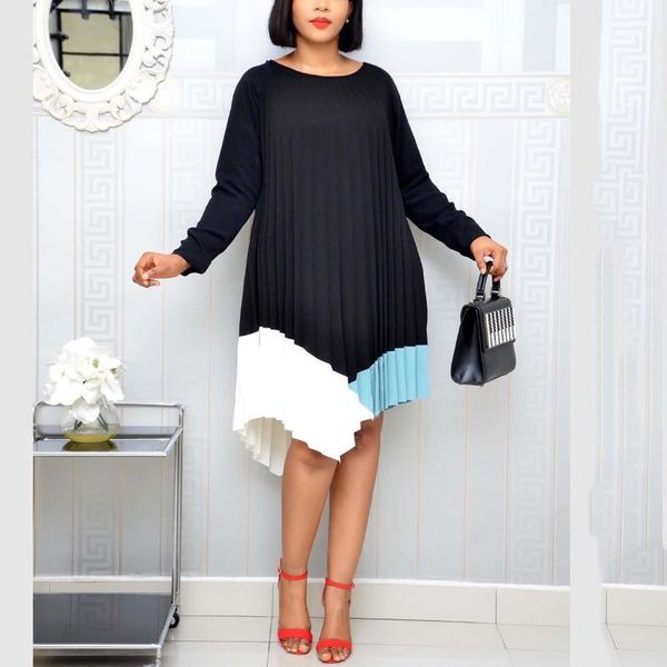 casual dresses african for women fashion africa pleated patchwork loose full sleeve mid calf elegant work office wear dress ol, Black;gray
casual dresses african for women fashion africa pleated patchwork loose full sleeve mid calf elegant work office wear dress ol, Black;gray