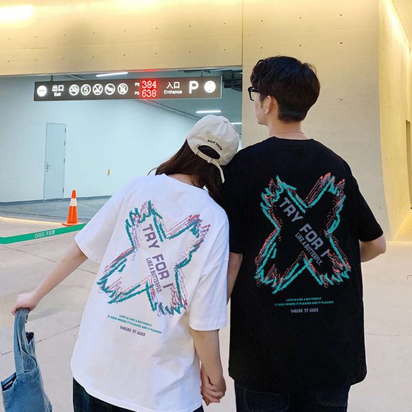 lovers summer 2021 fashion short sleeve t-shirt french net red clothes, White;black
lovers summer 2021 fashion short sleeve t-shirt french net red clothes, White;black