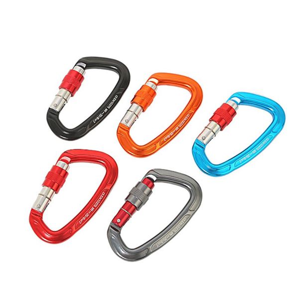 d-shaped carabiner mountaineering caving rock climbing safety master screw lock buckle escalade equipement cords, slings and webbing 
d-shaped carabiner mountaineering caving rock climbing safety master screw lock buckle escalade equipement cords, slings and webbing