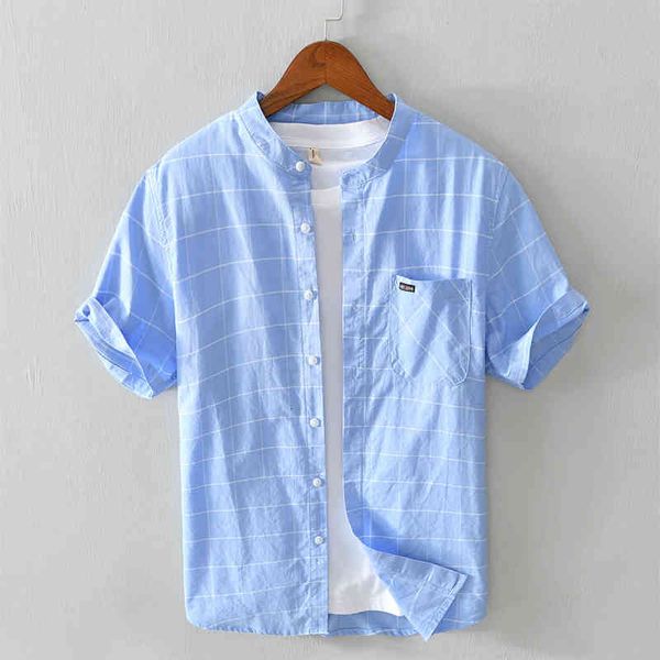 men's t-shirts 100% cotton summer style short sleeve plaid brand stand collar sky blue shirts for men casual comfortable shirt d85i, White;black
men's t-shirts 100% cotton summer style short sleeve plaid brand stand collar sky blue shirts for men casual comfortable shirt d85i, White;black