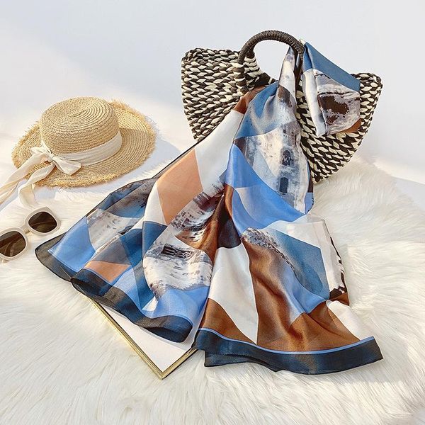 scarves fashion colorful plaid silk scarf 180x90cm dustproof handkerchief lady luxury shawls summer sunscreen capes female hijab, Blue;gray
scarves fashion colorful plaid silk scarf 180x90cm dustproof handkerchief lady luxury shawls summer sunscreen capes female hijab, Blue;gray