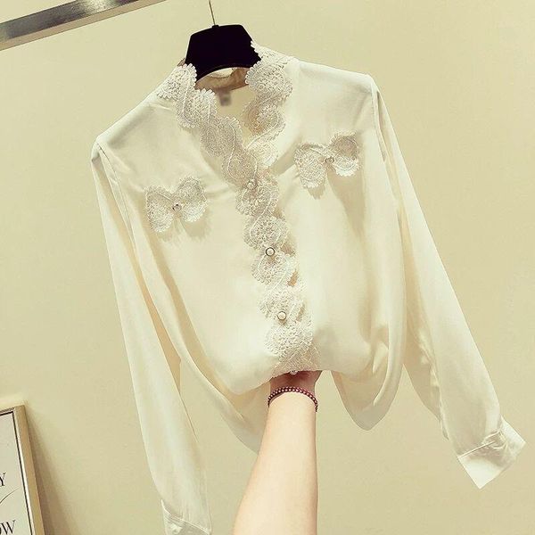 women's blouses & shirts chiffon shirt fall and winter clothes v-neck long-sleeved fashion temperament leisi ut169, White
women's blouses & shirts chiffon shirt fall and winter clothes v-neck long-sleeved fashion temperament leisi ut169, White