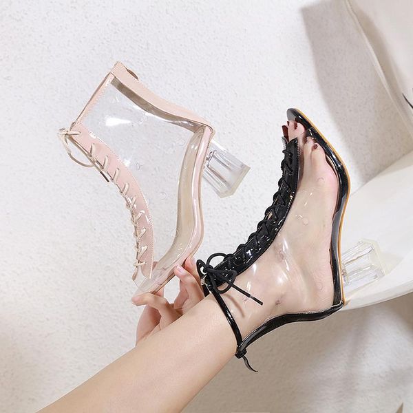 women clear shoes transparent heels womens boots block heel open toe high sandals summer fashion pump, Black
women clear shoes transparent heels womens boots block heel open toe high sandals summer fashion pump, Black