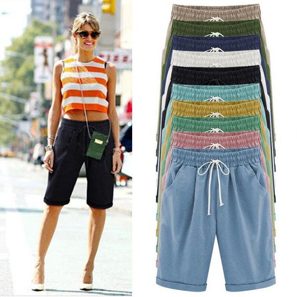 women's shorts plus size solid high waist harem pants capris summer beach trousers spring black casual loose short, White;black 
women's shorts plus size solid high waist harem pants capris summer beach trousers spring black casual loose short, White;black