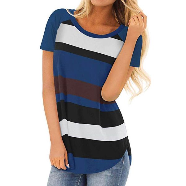 round neck short sleeve striped womens fashion camiseta mujer letter dropshipping, White
round neck short sleeve striped womens fashion camiseta mujer letter dropshipping, White