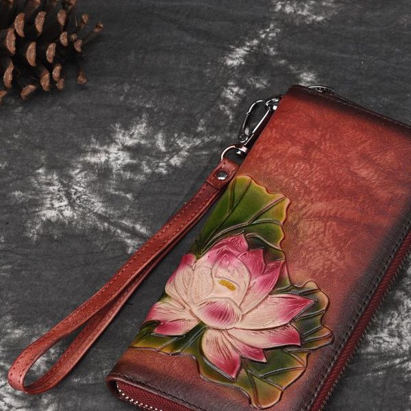 natural skin long purse clutch money bag coin pocket lotus pattern multi cards holder clip women genuine leather bifold wallet, Red;black
natural skin long purse clutch money bag coin pocket lotus pattern multi cards holder clip women genuine leather bifold wallet, Red;black