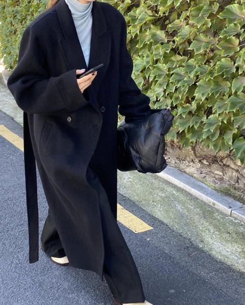 women's wool & blends 2021 women coat outerwear spring clothing fashion warm woolen female x long elegant double breasted solid, Black
women's wool & blends 2021 women coat outerwear spring clothing fashion warm woolen female x long elegant double breasted solid, Black