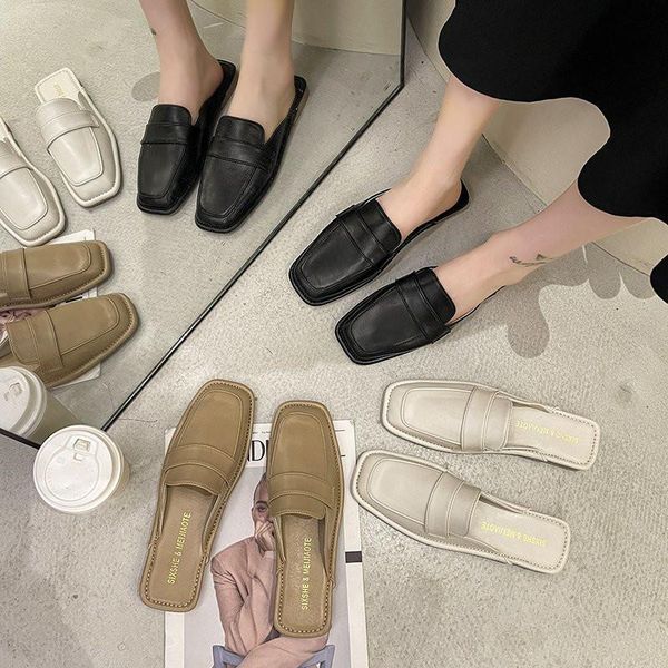 slippers shoes soft luxury slides cover toe slipers women female mule comfort designer flat square mules rome pu basic 7zpl, Black
slippers shoes soft luxury slides cover toe slipers women female mule comfort designer flat square mules rome pu basic 7zpl, Black
