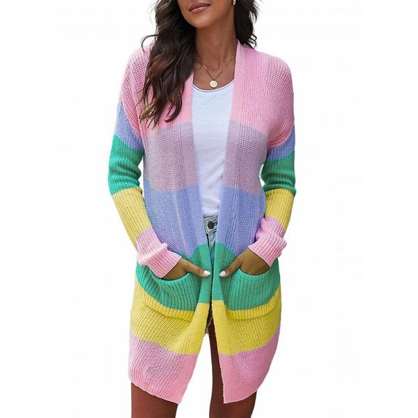 women's hoodies & sweatshirts women rainbow striped cardigan long sleeve open front knitted loose sweater coat u50c, Black
women's hoodies & sweatshirts women rainbow striped cardigan long sleeve open front knitted loose sweater coat u50c, Black