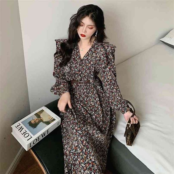 casual women's dress autumn and winter temperament waist slimming v-neck ruffled floral 210520, Black;gray
casual women's dress autumn and winter temperament waist slimming v-neck ruffled floral 210520, Black;gray