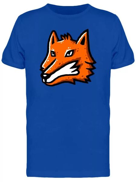 orange fox head cartoon men's tee -image by shutterstock, White;black