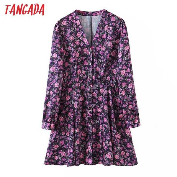 tangada fashion women purple flowers print dress buttons v neck long sleeve ladies mivi dress vestidos sl153 210609, Black;gray
tangada fashion women purple flowers print dress buttons v neck long sleeve ladies mivi dress vestidos sl153 210609, Black;gray