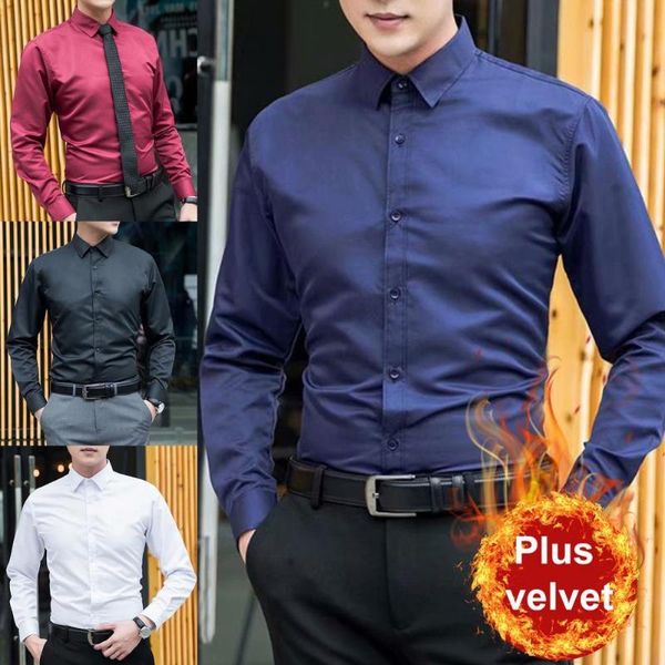 men's casual shirts autumn shirt solid color turn-down collar winter plush warm men single-breasted lapel for work, White;black
men's casual shirts autumn shirt solid color turn-down collar winter plush warm men single-breasted lapel for work, White;black