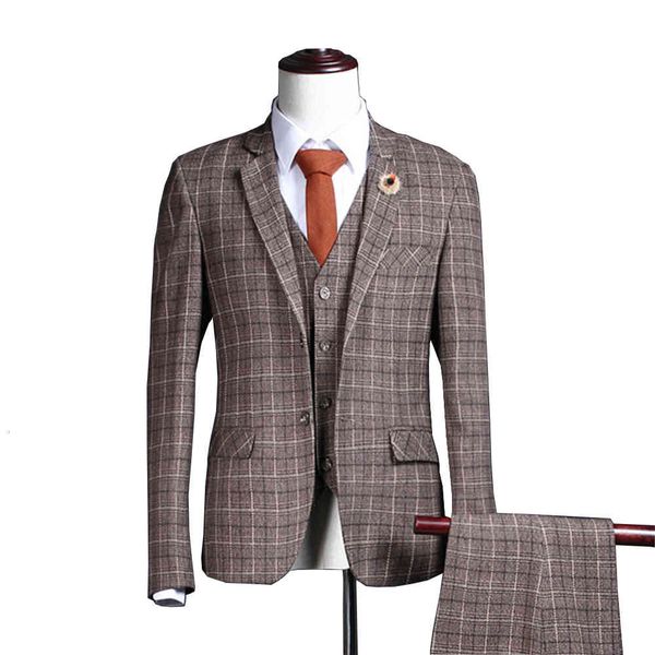 men's suits & blazers 3-piece men's suit, plaid wedding , brown tweed (suit + pants vest tie), White;black
men's suits & blazers 3-piece men's suit, plaid wedding , brown tweed (suit + pants vest tie), White;black