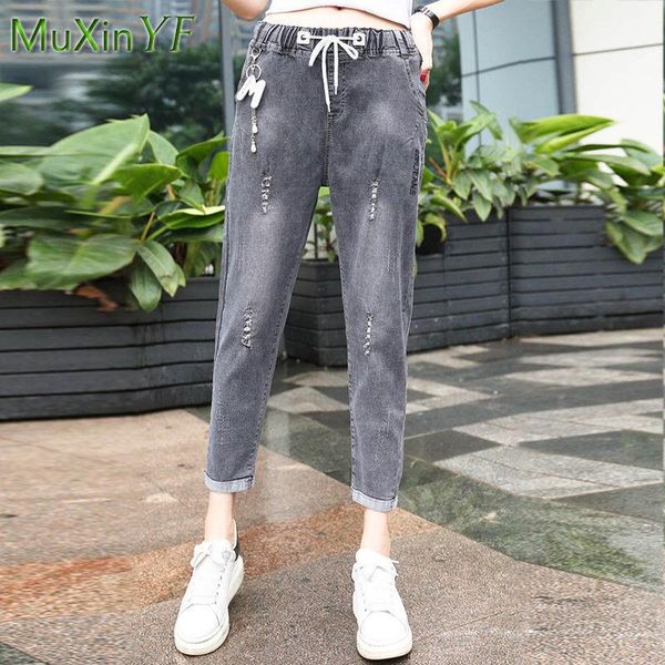 women's jeans spring autumn plus size cotton vintage denim pants korean fashion high waist loose nine-point trousers streetwear, Blue
women's jeans spring autumn plus size cotton vintage denim pants korean fashion high waist loose nine-point trousers streetwear, Blue