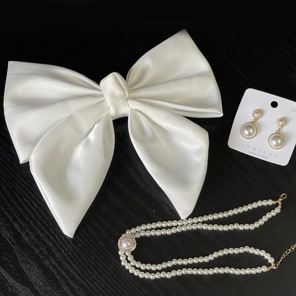 earrings & necklace white bow hair accessories set with & ear clips elegant fashion wedding jewelry gifts for women bn, Silver
earrings & necklace white bow hair accessories set with & ear clips elegant fashion wedding jewelry gifts for women bn, Silver