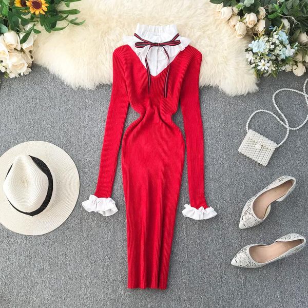 qiu dong render sweater female falbala british wind bows color cultivate morality bump with hip knitted dress casual dresses, Black;gray
qiu dong render sweater female falbala british wind bows color cultivate morality bump with hip knitted dress casual dresses, Black;gray