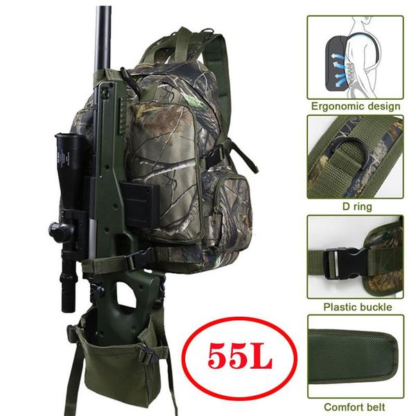 outdoor bags 55l 600d camouflage backpack hunting gun bag camping paintball military molle with holster
outdoor bags 55l 600d camouflage backpack hunting gun bag camping paintball military molle with holster