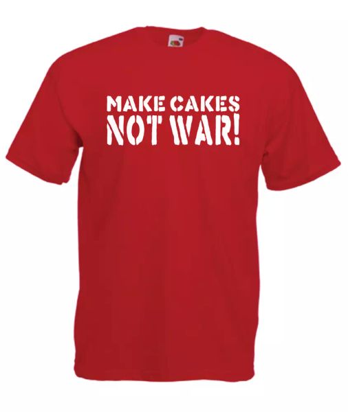make cakes not war | mens womens funny t-shirt birthday gift christmas present, White;black
make cakes not war | mens womens funny t-shirt birthday gift christmas present, White;black