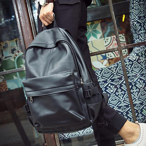 backpack stylish solid black leather for men brand large capacity college school student travel man bag
backpack stylish solid black leather for men brand large capacity college school student travel man bag