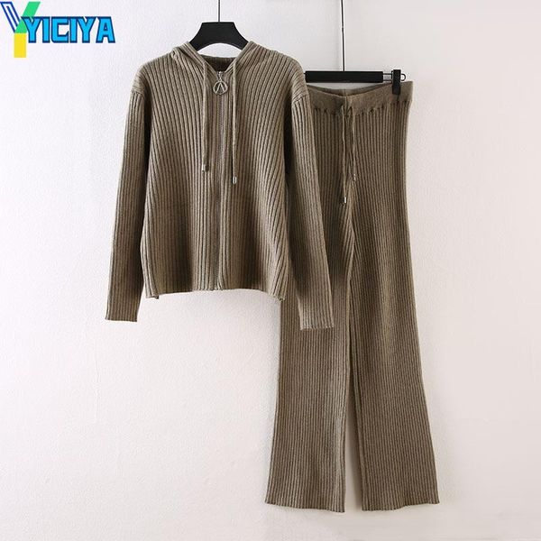 women's two piece pants yiciya 2021 winter wide leg leisure high waist two-piece set tracksuit women knitted suit female hoody crop top, White
women's two piece pants yiciya 2021 winter wide leg leisure high waist two-piece set tracksuit women knitted suit female hoody crop top, White