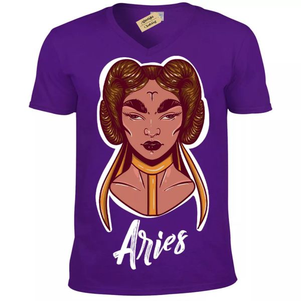 Aries Camiseta Horóscopo Estrella Letrero Hombre Cuello en V, White;black 
Aries Camiseta Horóscopo Estrella Letrero Hombre Cuello en V, White;black