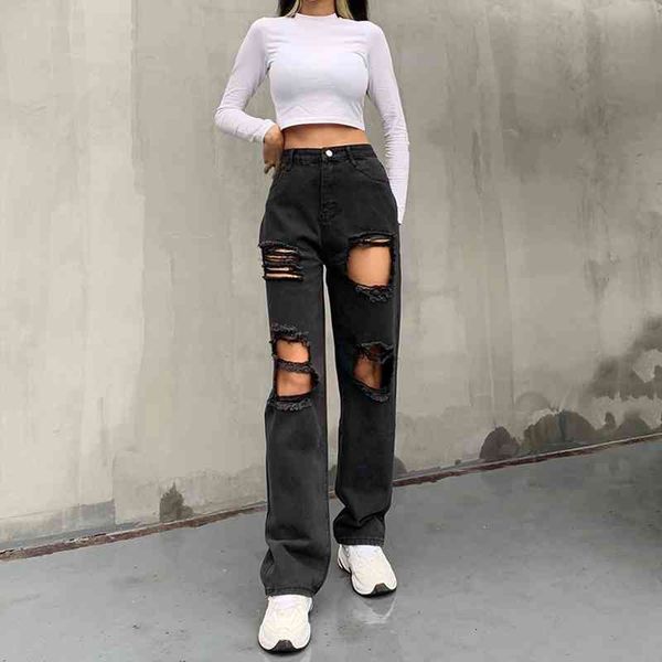 fashion womens black hole ripped distressed straight jeans oversize high waist baggy boyfriend punk denim street pants t2q, Blue
fashion womens black hole ripped distressed straight jeans oversize high waist baggy boyfriend punk denim street pants t2q, Blue