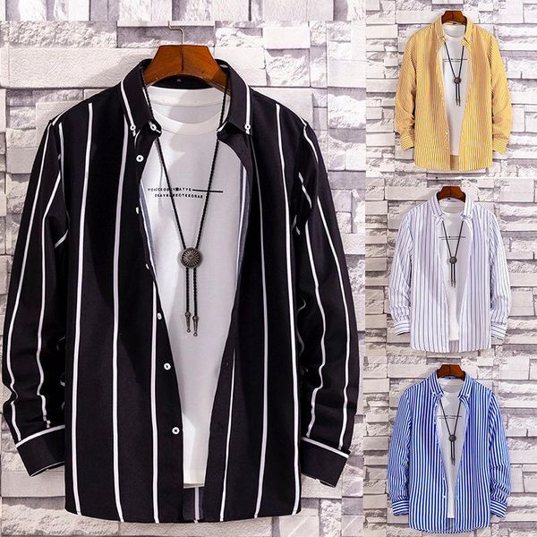 men's casual shirts autumn long sleeve striped shirt coat 2021 korean slim business trend, White;black
men's casual shirts autumn long sleeve striped shirt coat 2021 korean slim business trend, White;black