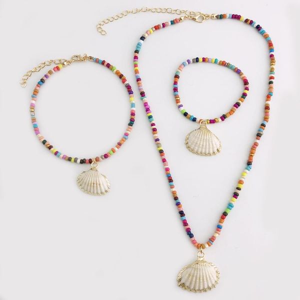 earrings & necklace kbjw original natural seashell jewelry set bohemian multi-color glass beads shell anklet bracelet gift for her, Silver
earrings & necklace kbjw original natural seashell jewelry set bohemian multi-color glass beads shell anklet bracelet gift for her, Silver