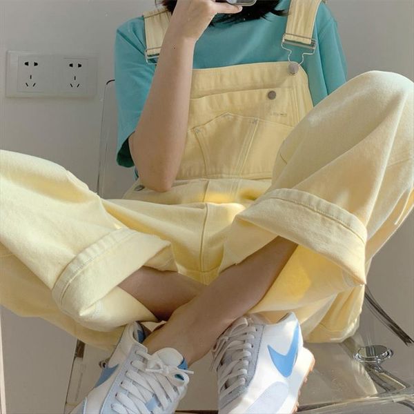 yellow overalls loose pockets women capri trousers strap cute full length for sweet girls solid korean style, Black;white
yellow overalls loose pockets women capri trousers strap cute full length for sweet girls solid korean style, Black;white