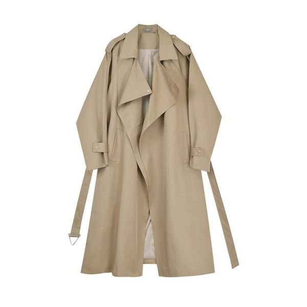 women's trench coats mid-length khaki windbreaker plus sashes women loose casual vintage lapel long sleeve female coat autumn, Tan;black
women's trench coats mid-length khaki windbreaker plus sashes women loose casual vintage lapel long sleeve female coat autumn, Tan;black