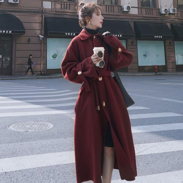 women's wool & blends women korean winter overcoat outwear coat loose plus size cardigans long sleeve manteau femme hiver elegant thick, Black 
women's wool & blends women korean winter overcoat outwear coat loose plus size cardigans long sleeve manteau femme hiver elegant thick, Black