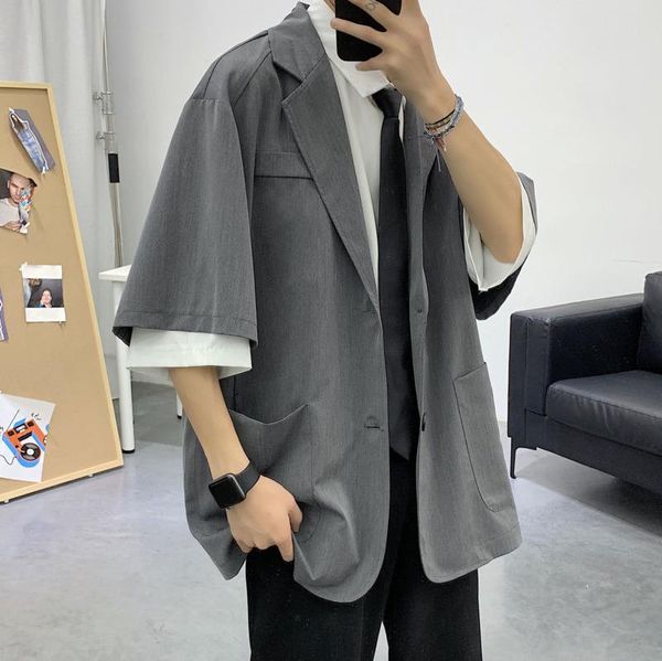 men's suits & blazers 2021summer youth solid color loose five-point sleeve suit fashion casual wild single-breasted shirt gray/black, White;black
men's suits & blazers 2021summer youth solid color loose five-point sleeve suit fashion casual wild single-breasted shirt gray/black, White;black