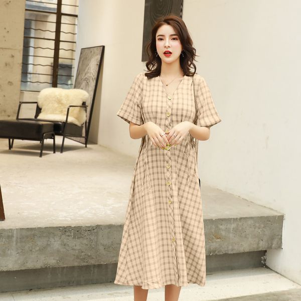 women plaid dress summer fashion female short sleeve v-neck vintage lace up casual chiffon wrap dresses a-line vestidos 210423, Black;gray
women plaid dress summer fashion female short sleeve v-neck vintage lace up casual chiffon wrap dresses a-line vestidos 210423, Black;gray